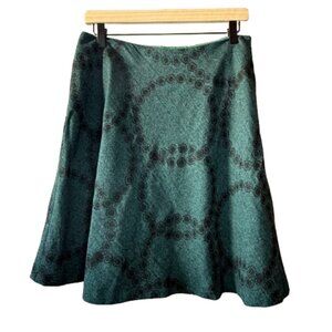 Women's 8 Boden Green and Black Circles A Line Skirt
